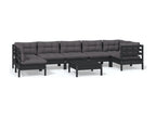 Set da giardino 8 pezzi con cuscini Nero Bois de pin EETA28172