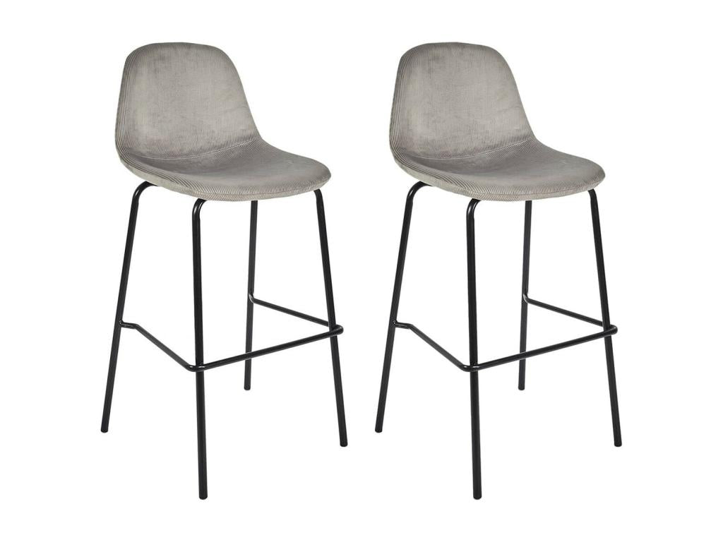 Mobenze - Set di 2 Tavolini da Bar in Mobenze Côtelé Grigio ALPX51624
