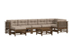 Set salotto da giardino 8 pezzi con coussins marrone miele massiccio Mobenze FBWK91735