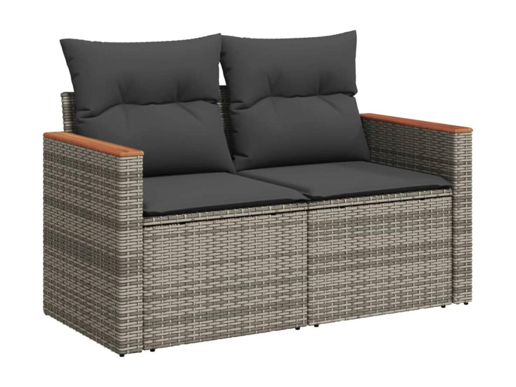 Set da giardino con cuscini 7 pezzi in resina intrecciata grigia UHTC94702