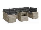 Set da giardino 8 pezzi con cuscini grigio chiaro in resina intrecciata EOMF59117