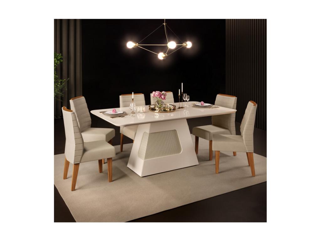 Tavolo da mangiatoia per 6 persone Rettangolare Bianco Ecru 180x80x90 cm XLTE24904