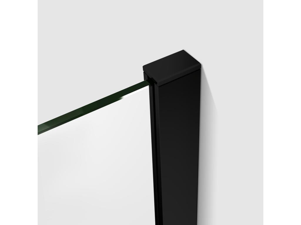 Paroi de douche à l'italienne 60x200cm in vetro 8mm di sicurezza anticalcare con barra di fissaggio 73-120cm in carré - Nero opaco IDMR79744