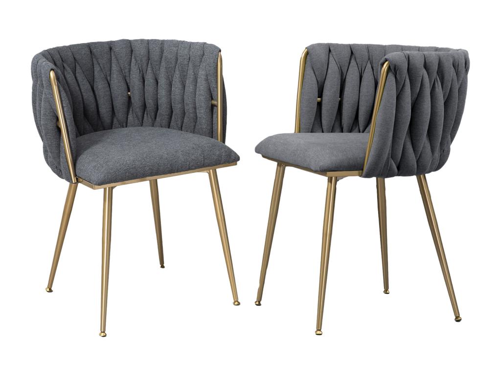 Sedia da sala da pranzo décontractée Divano Lettino prendisole rembourrée in tessuto di lino gambe in ferro 2 pezzi/insieme Grigio chiaro ERAK73281