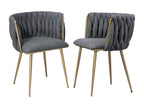 Sedia da sala da pranzo décontractée Divano Lettino prendisole rembourrée in tessuto di lino gambe in ferro 2 pezzi/insieme Grigio chiaro ERAK73281