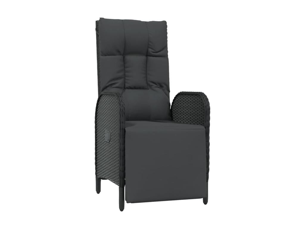 Set da pranzo da giardino con cuscini 3 pezzi Nero CPLU63896