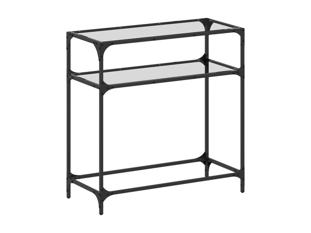 Tavolo consolle con dessus en verre trasparente 80x35x81cm acier GZAD30924
