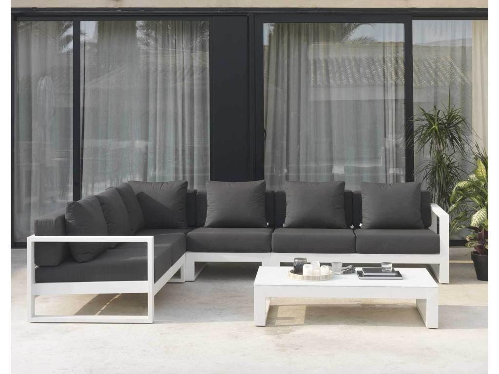 Divano in alluminio à bras gauche bianco con coussins couleur nero XVRO37547