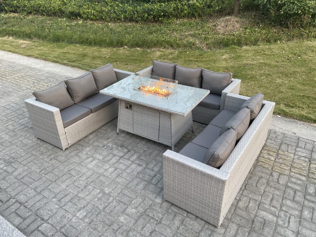 Insieme di mobili da giardino e insieme rotondo Tavolo da foyer a gas Divano grigio Clair GIVL55750