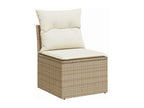 Salotto da giardino con cuscini 7 pezzi in resina intrecciata beige BIDU80048