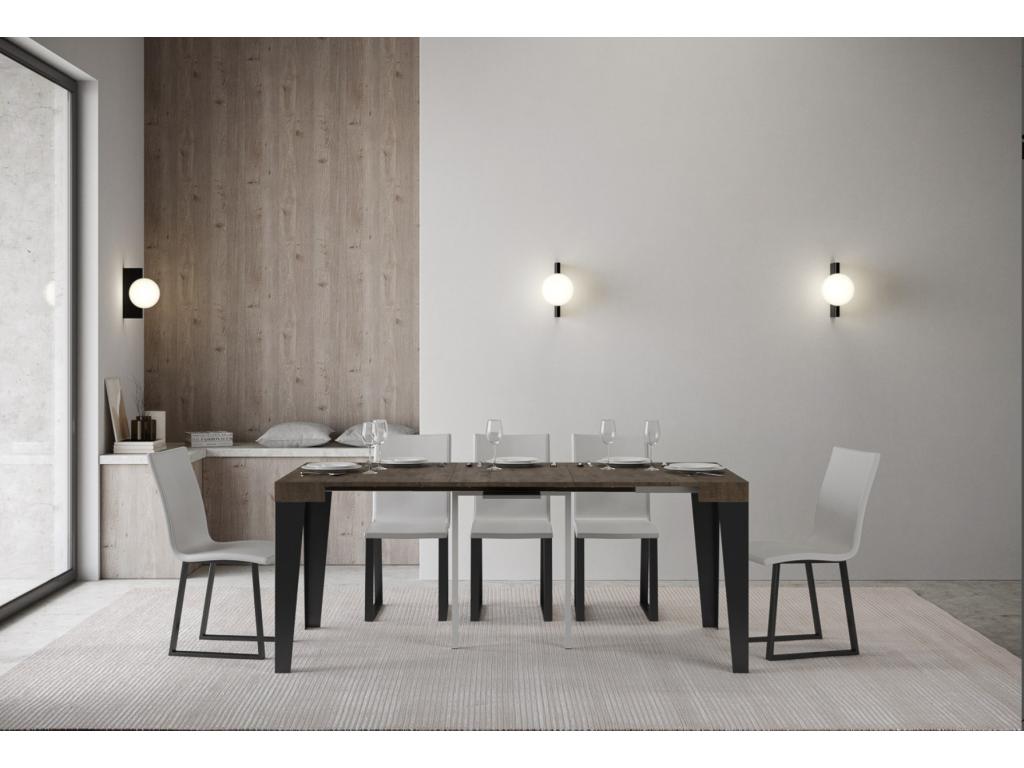 Console allungabile design Mobenze et acier mat Mobenze-Couleur Brown-Pied et support sur Mobenze-5 rallonges fines JNRE59918