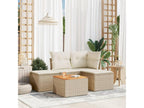 Set da giardino con cuscini 5 pezzi in resina intrecciata beige YXXG59083