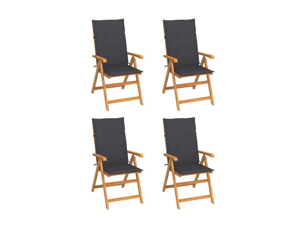 Sedie de jardin 4 pz con coussins antracite Mobenze de teck FVFW64820