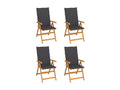 Sedie de jardin 4 pz con coussins antracite Mobenze de teck FVFW64820