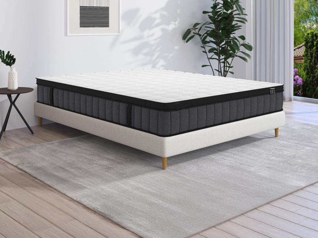 Materasso 140x190 cm ibrido ressorts ensachés 7 zone et mémoire de forme rafraichissante ép.25cm - Mobenze LNZZ12530