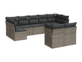 Set da giardino 9 pezzi con cuscini in resina intrecciata grigia GLTY55035