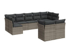 Set da giardino 9 pezzi con cuscini in resina intrecciata grigia GLTY55035