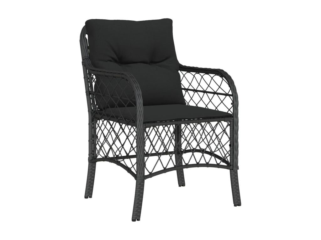 Set da pranzo da giardino 9 pezzi cuscini in resina intrecciata nera CVXS70572