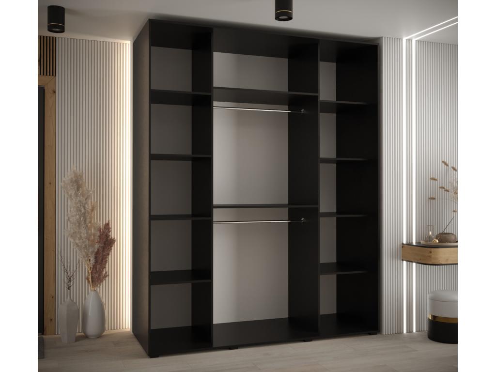 ARMOIRE Mobenze 3 À PORTES COULISSANTES 235.2/200/60 3 porte Nero/Mobenze/Argento YDTF14078
