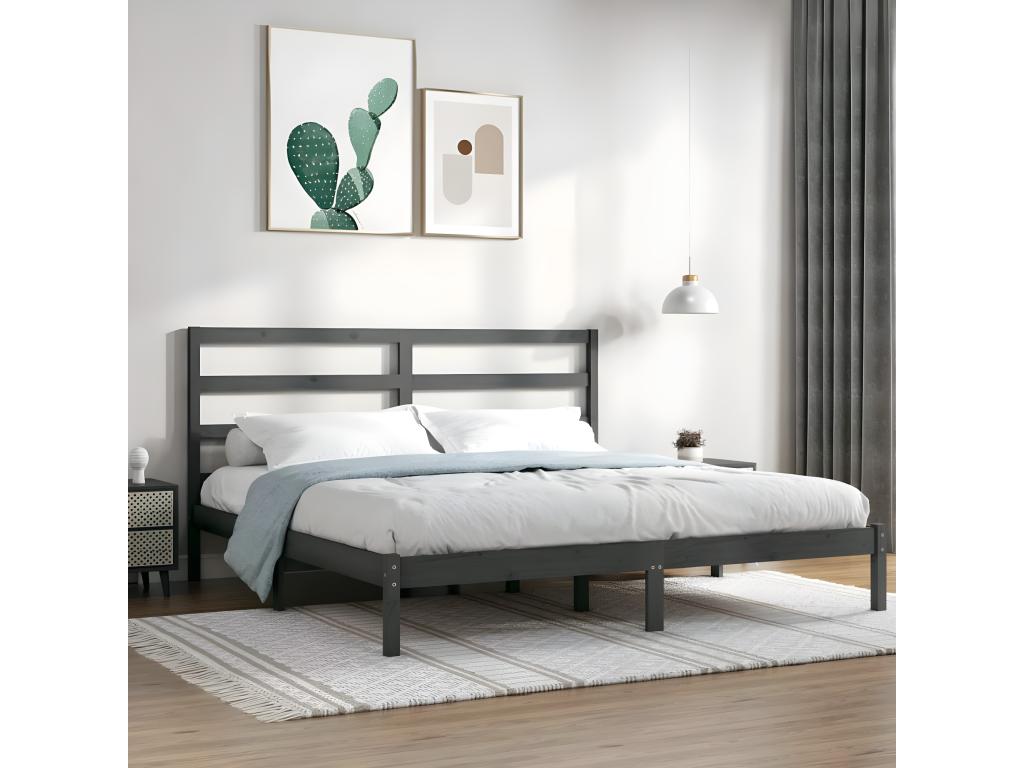 Struttura letto senza materasso grigio 200x200 cm Mobenze massif de pin UBOX60352