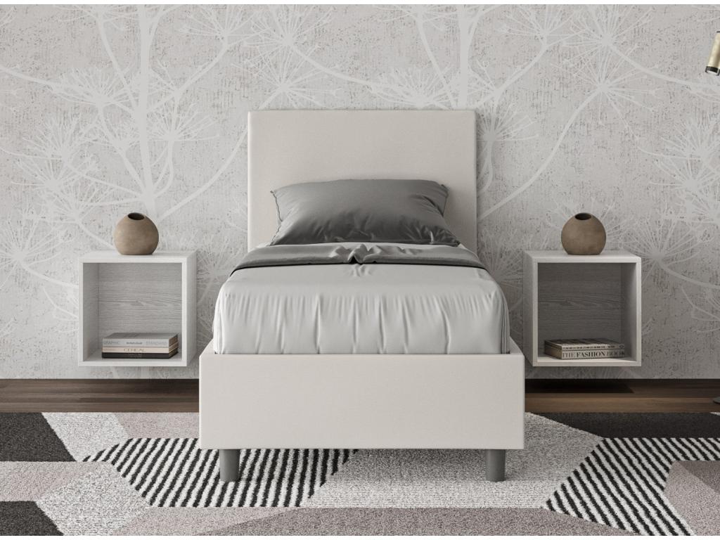 Letto in pelle bianca, 80 x 190 cm