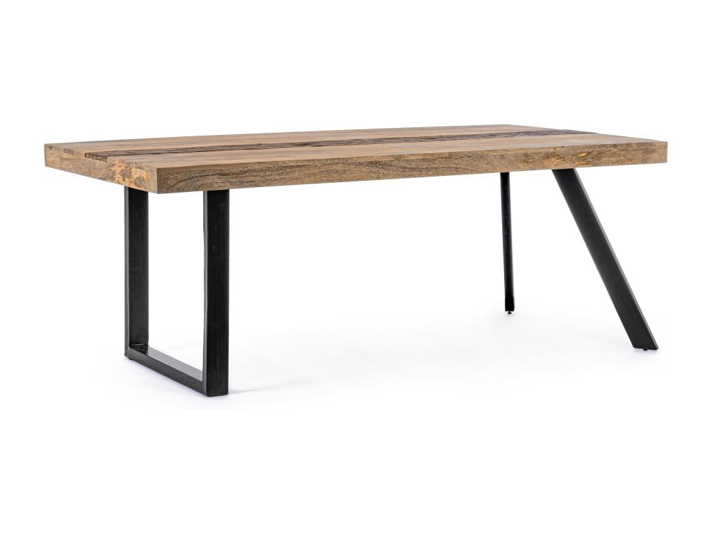 Tavolo da mangiatoia industriale a 10 posti Mobenze de manguier riciclato e gambe in acciaio nero Mobenze 200 cm XBMQ49509