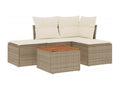Set da giardino con cuscini 5 pezzi in resina intrecciata beige YXXG59083
