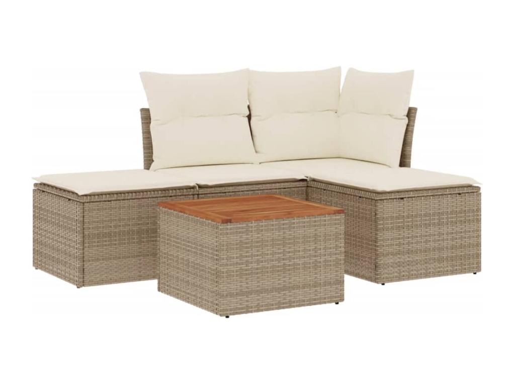 Set da giardino con cuscini 5 pezzi in resina intrecciata beige YXXG59083