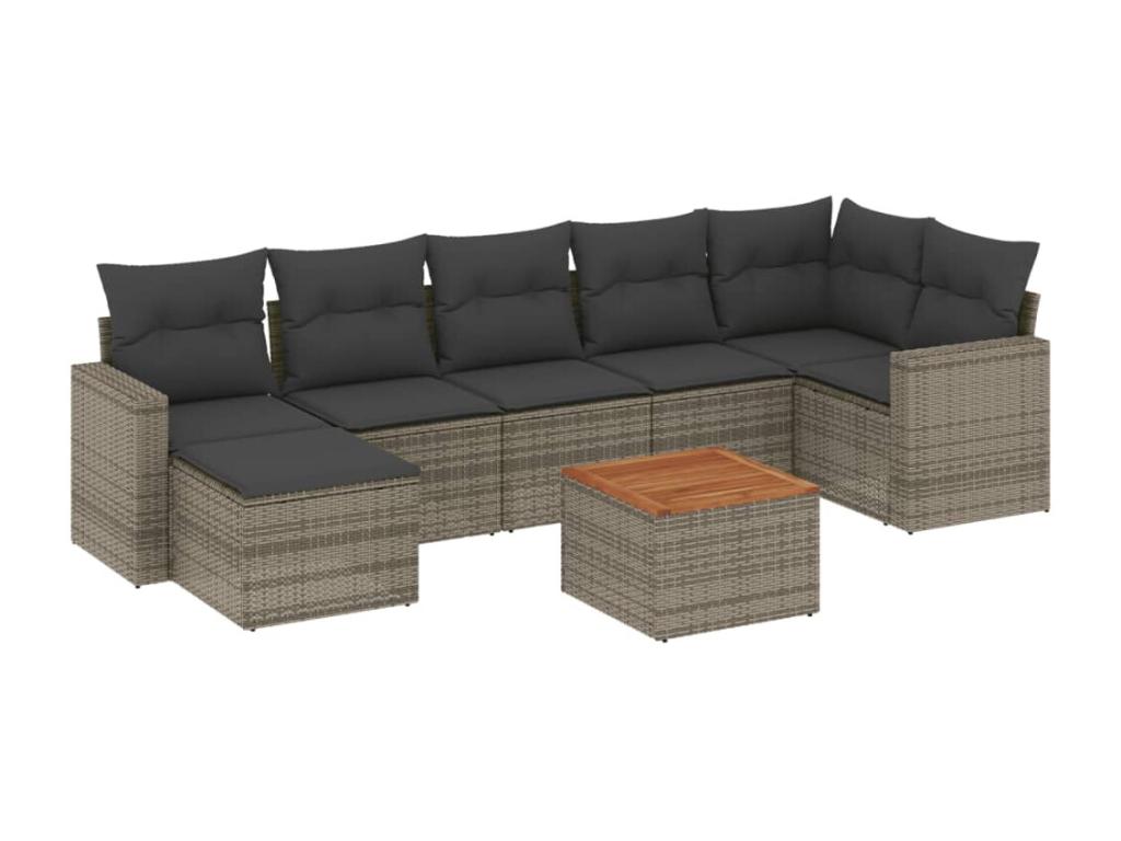 Set da giardino 8 pezzi con cuscini in resina intrecciata grigia PZML85230
