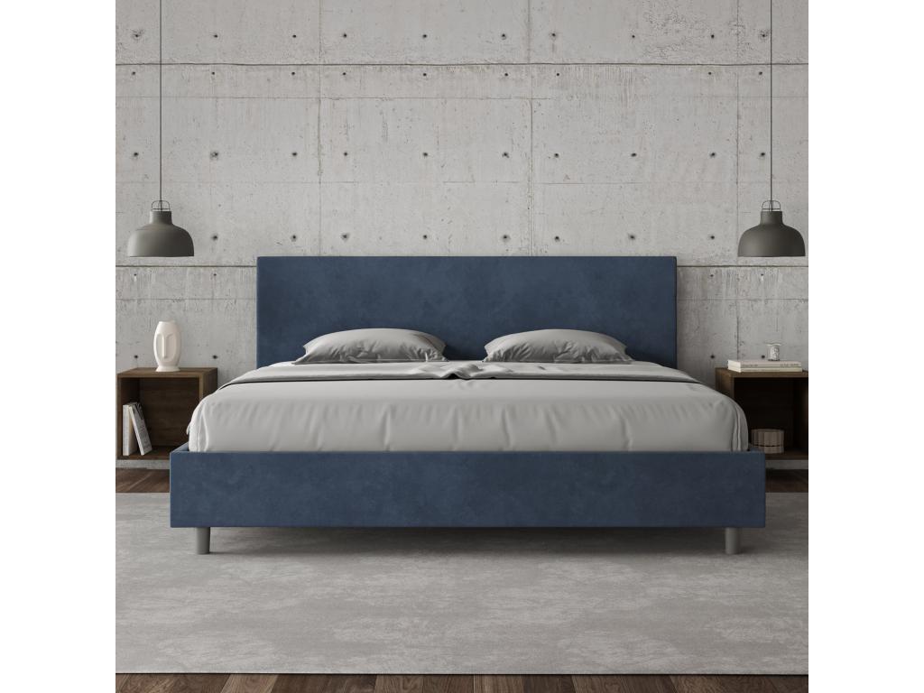 Illuminato con sommier rembourré 180x200 microfibra blu Mobenze ZAHG26445