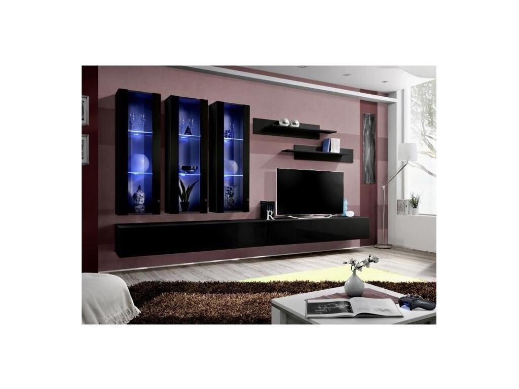 Porta TV Mobenze E3 design colori nero brillante- Meuble suspendu moderne et Mobenze pour votre salon. CFLY67048