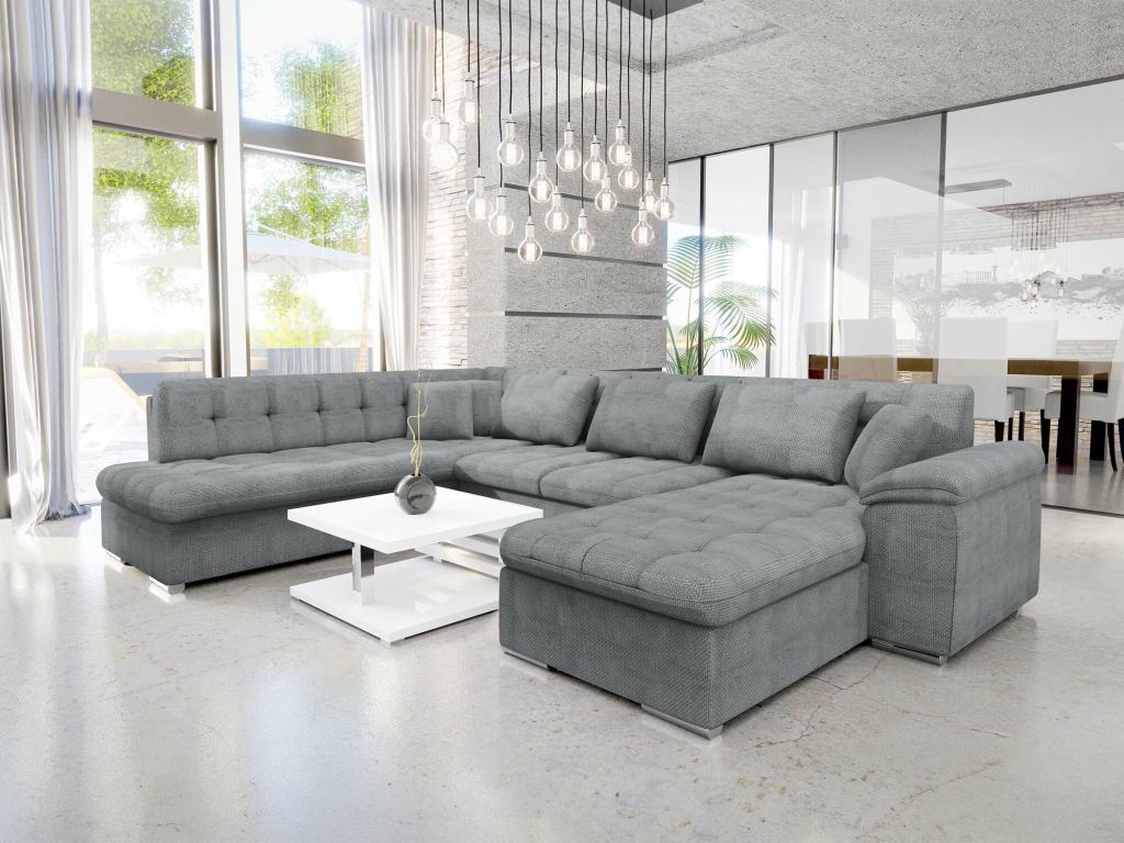 Divano d'angolo Mobenze 114 Grigio Fonction de couchage bedding box 348x205x76cm LLXS66534