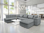 Divano d'angolo Mobenze 114 Grigio Fonction de couchage bedding box 348x205x76cm LLXS66534