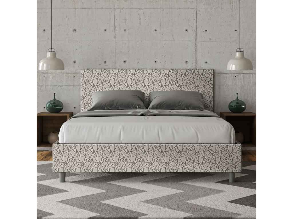 Letto in tessuto grigio, 160 x 210 cm