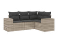 Set da giardino 4 pezzi con cuscini grigio chiaro in resina intrecciata TBJH07198
