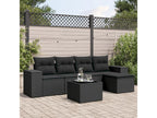 Set da giardino 6 pezzi con cuscini in resina intrecciata nera LTYS33959