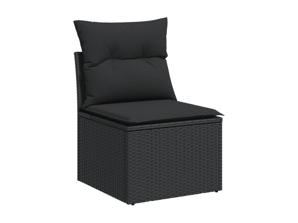 Set da giardino 10 pezzi con cuscini in resina intrecciata nera TUVF79507