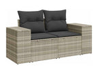 Set da giardino 8 pezzi con cuscini grigio chiaro in resina intrecciata EOMF59117