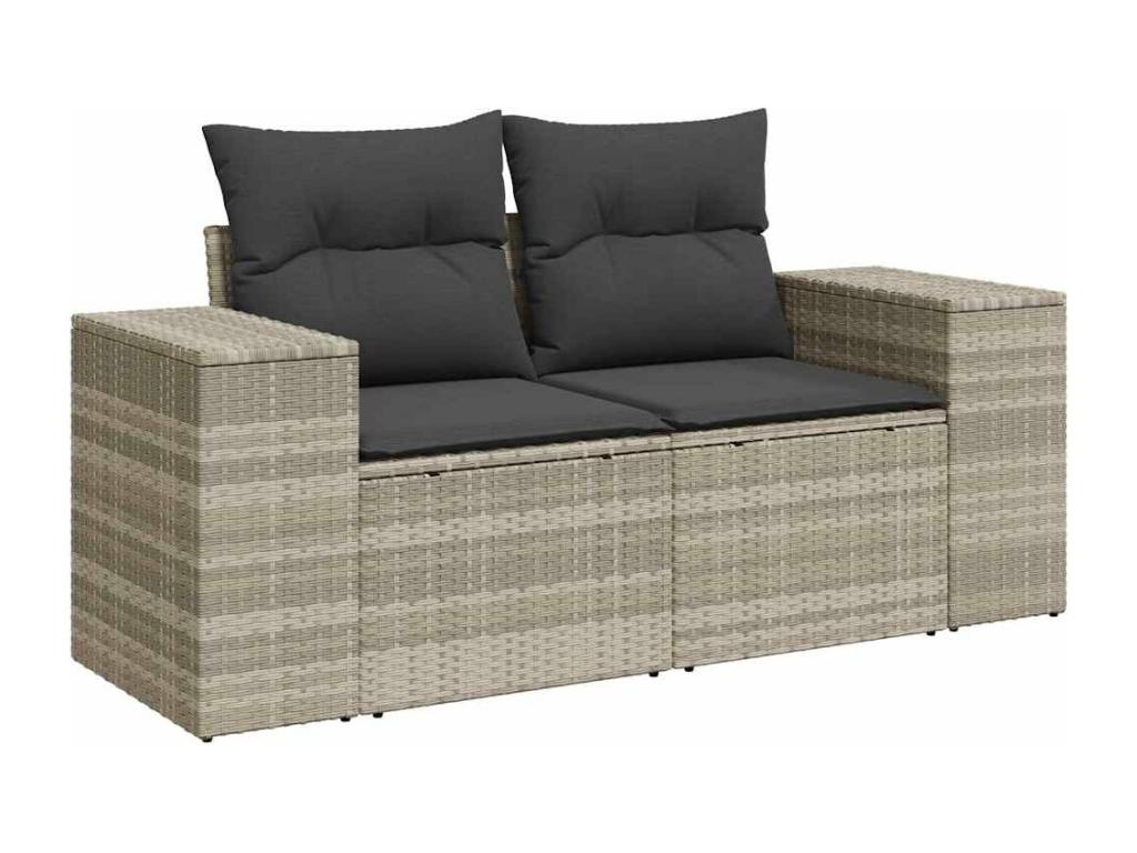 Set di mobili da esterno in vimini intrecciato in resina grigia - dlz1766571185738