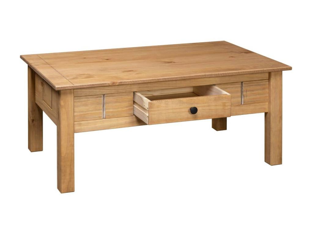 Tavolino da caffè in legno di pino naturale, 100 x 60 x 45 cm
