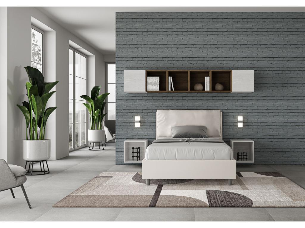 Letto in similpelle bianca, 120 x 200 cm