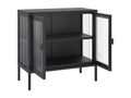 Credenza nera 70x35x70 cm verre et acier IGVE08181
