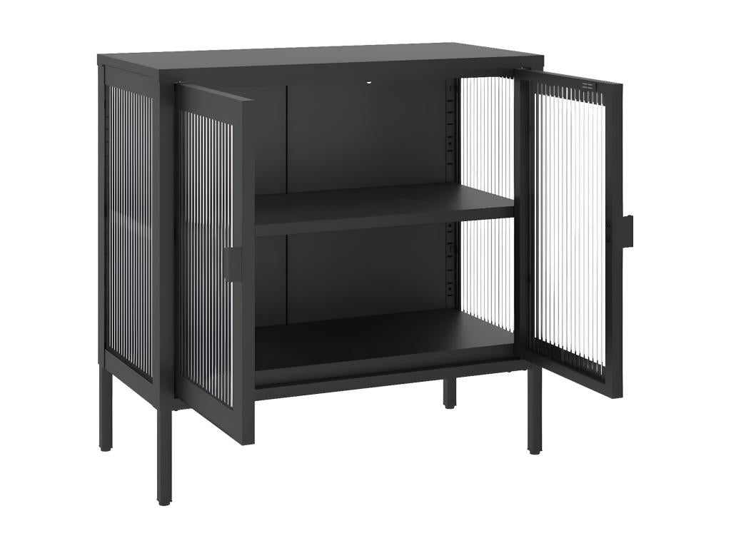 Credenza nera 70x35x70 cm verre et acier IGVE08181