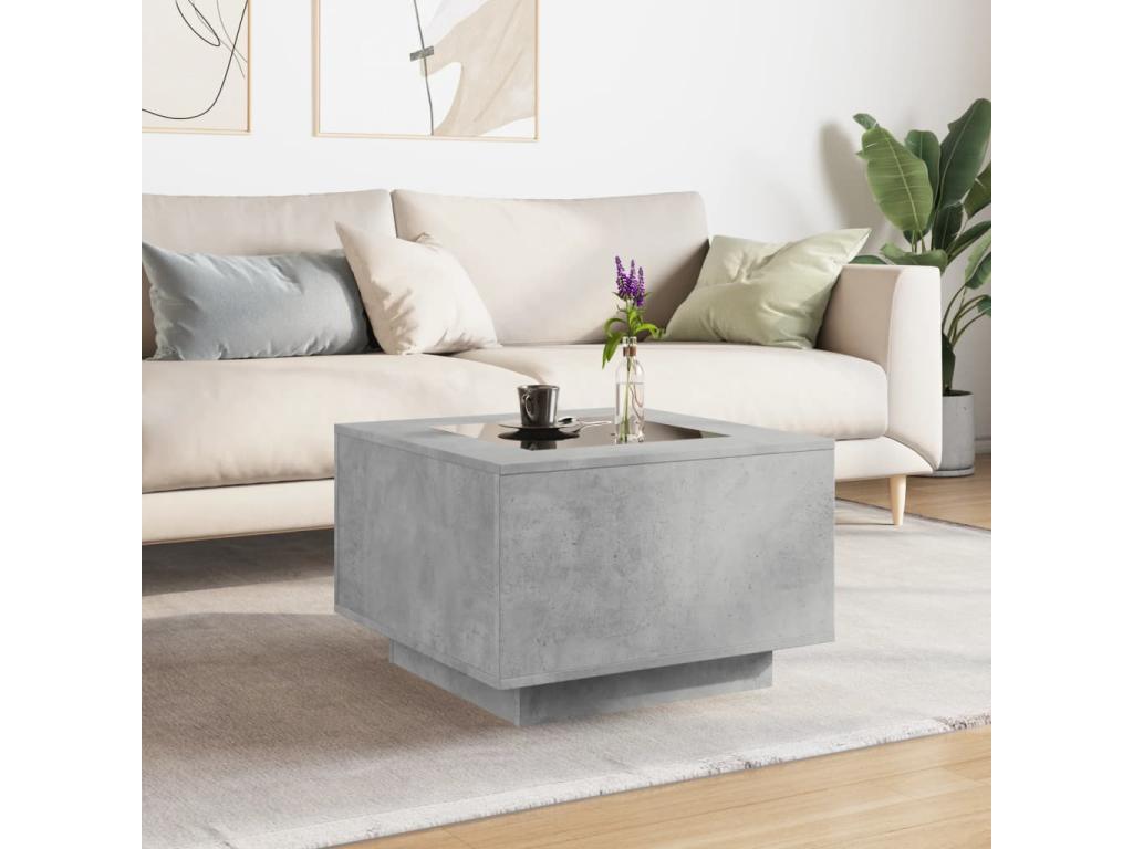 Tavolo basso con LED grigio cemento 60x60x40 cm Mobenze d'ingénierie MFAL21129