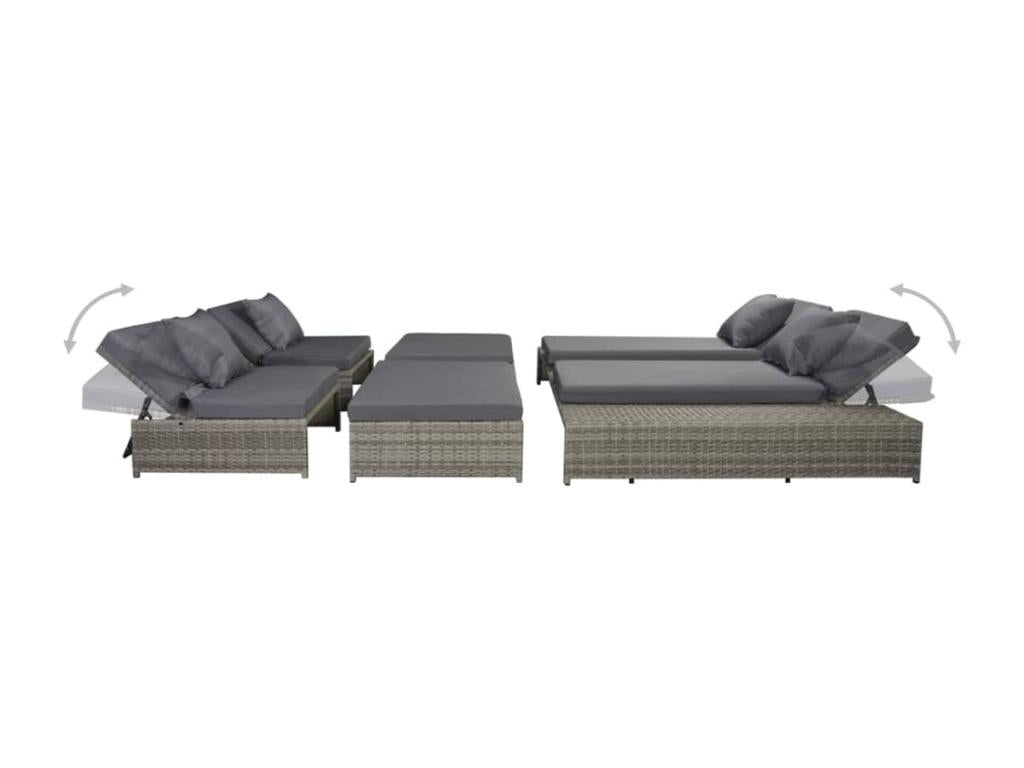 Set da giardino 5 pezzi con cuscini in resina intrecciata Grigio SWQU74067