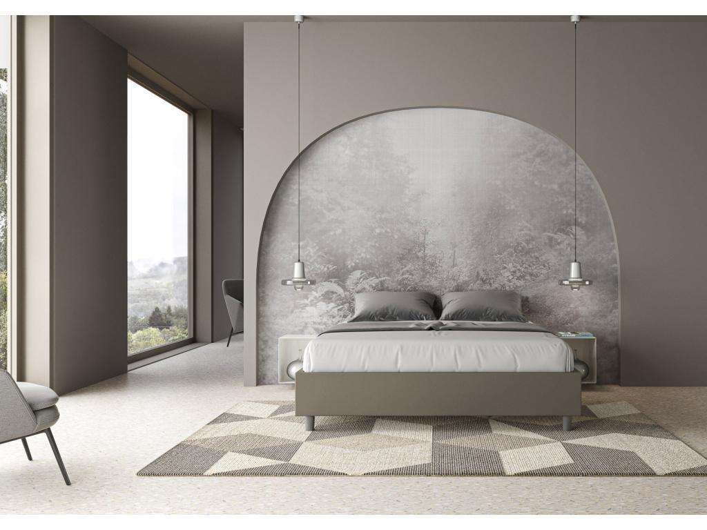 Illuminato con sommier rembourrée 160x200 simile cappuccino Mobenze BHUU12274
