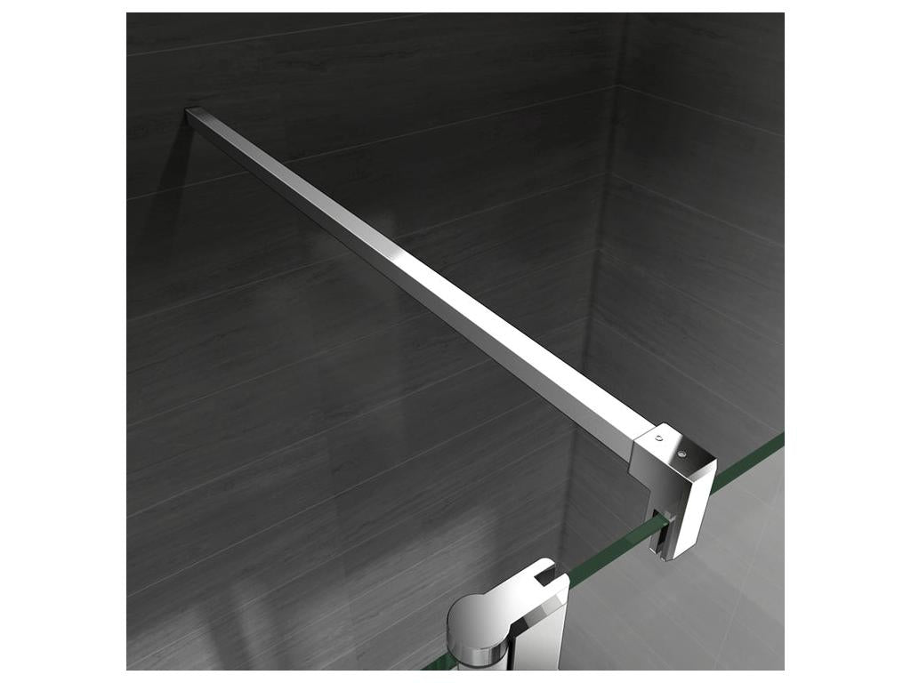 Paroi de douche à l'italienne 50 40x200cm con retour pivotant - Verre 8mm trempé - con barre de fixation 140cm en carré YOUY71302