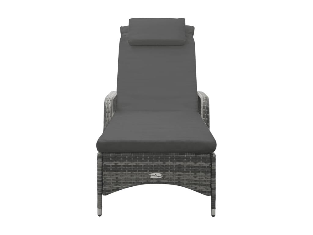 Chaise longue in vimini intrecciato in resina antracite