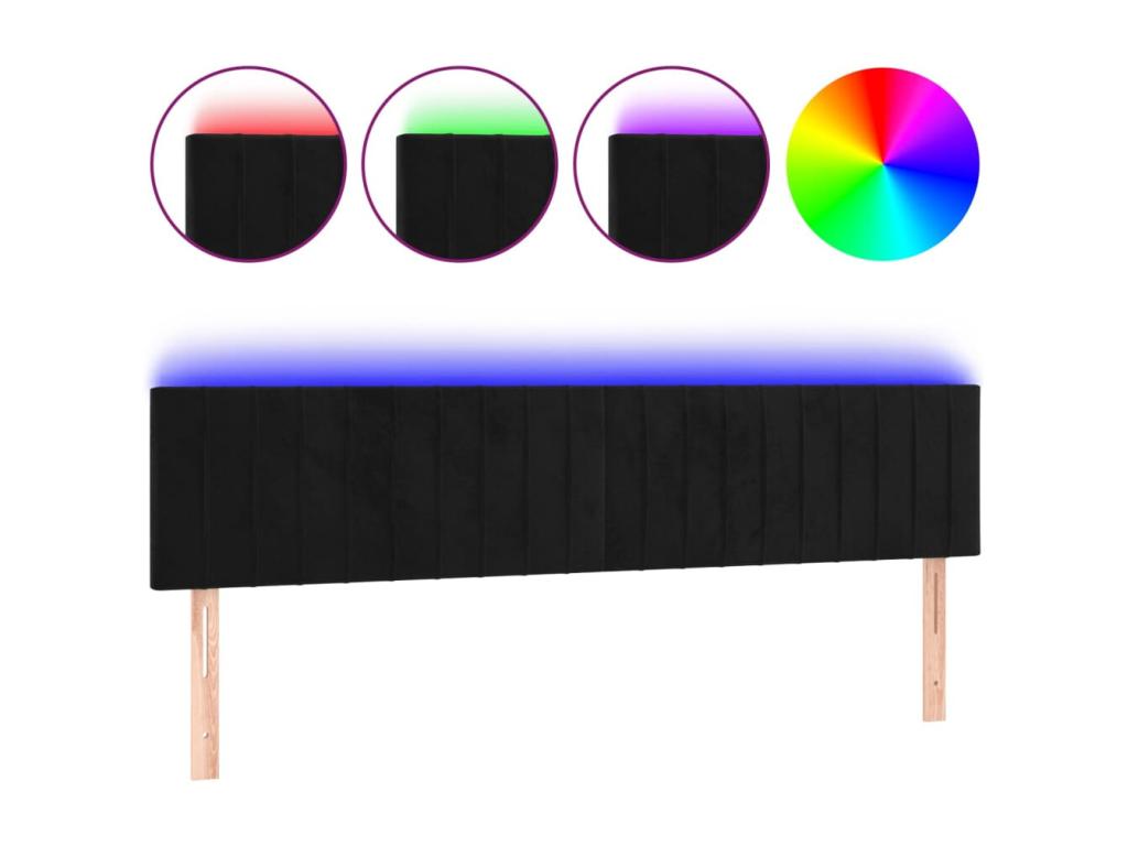 Testiera a LED Nero 200x5x78-88 Mobenze AMGM39586