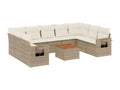 Set da giardino con cuscini 10 pezzi in resina intrecciata beige NPMV40375